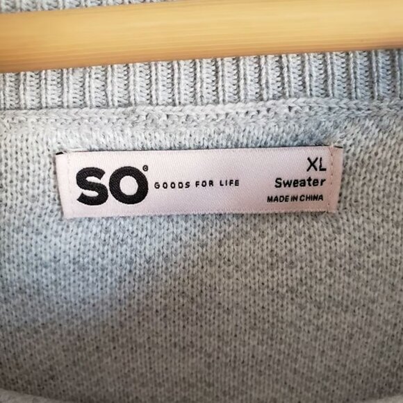 SO Star Printed Knit Boxy Oversized Sweater Grey/White Size Women's XL Pullover - Picture 2 of 7